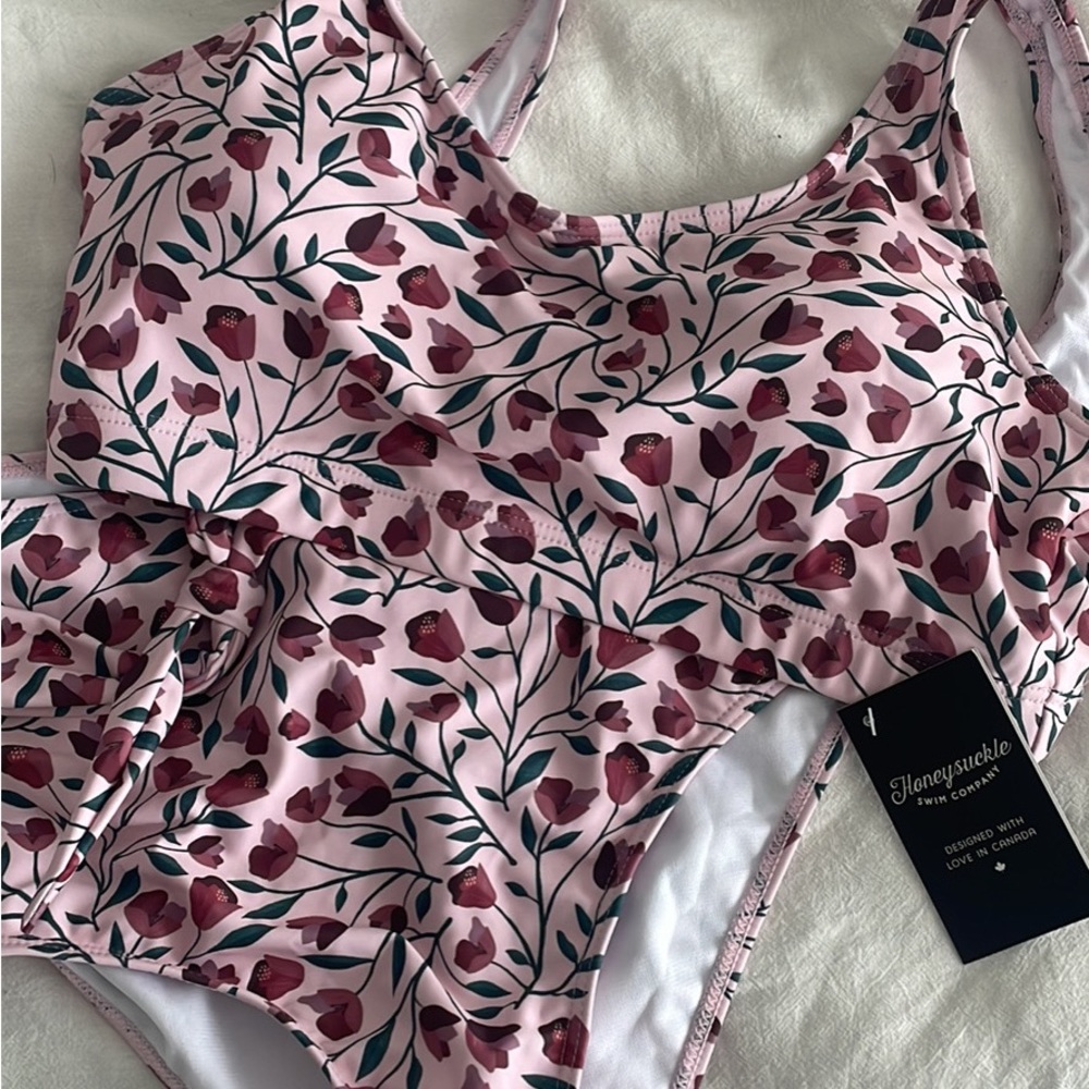 Honeysuckle Swim two-piece “strike a posie”